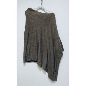 Charlie Paige Poncho Sweater Womens One Size Brown Cashmere Blend Button Detail